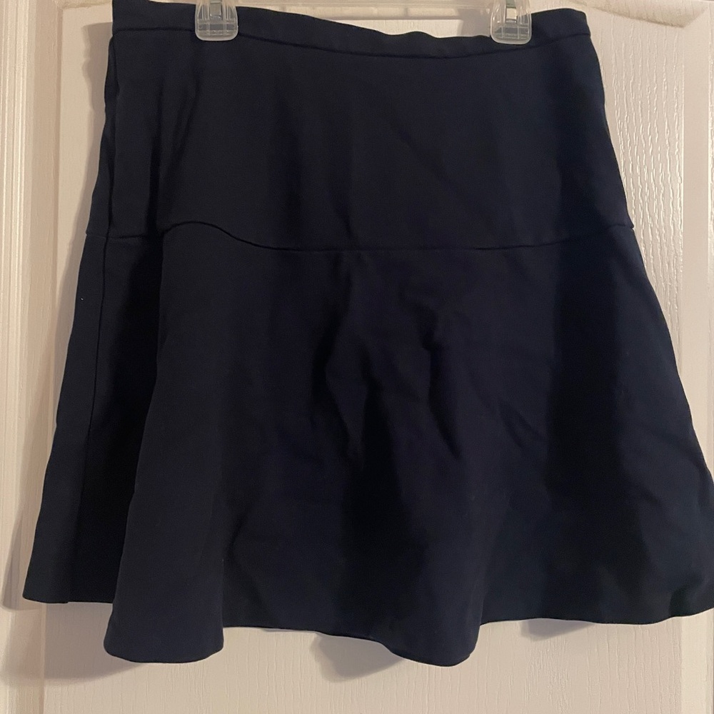 Garnet Hill Skirt Women‎ M Navy Blue NWOT Ponte Knit Fit and Flare Ruffle